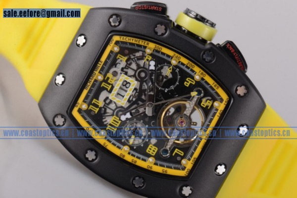 Replica Richard Mille RM011-FM Watch PVD Yellow Markers Yellow Rubber